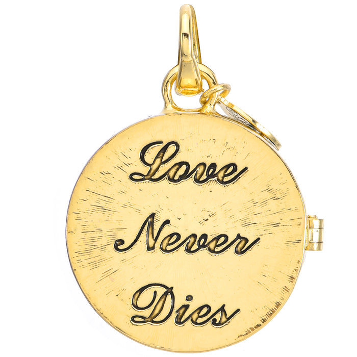 Love Never Dies Mystic Seaview Moon Locket 25mm Open Ring Charm (Goldtone/Mystic Blue Sphinx)