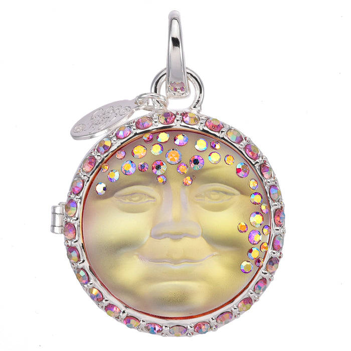 Love Never Dies Mystic Seaview Moon Locket 25mm Open Ring Charm (Sterling Silvertone/Mystic Moonlight)