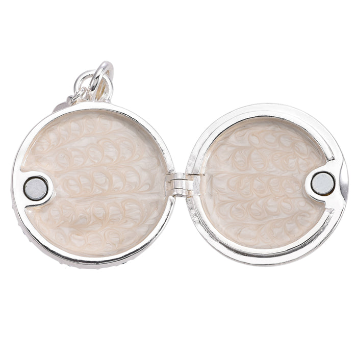 Love Never Dies Mystic Seaview Moon Locket 25mm Open Ring Charm (Sterling Silvertone/Mystic Moonlight)