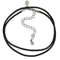 Magical Leather 2mm Cord 18" Necklace (Sterling Silvertone/Jet)
