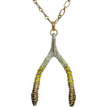Make A Wish Wishbone Necklace (Goldtone)
