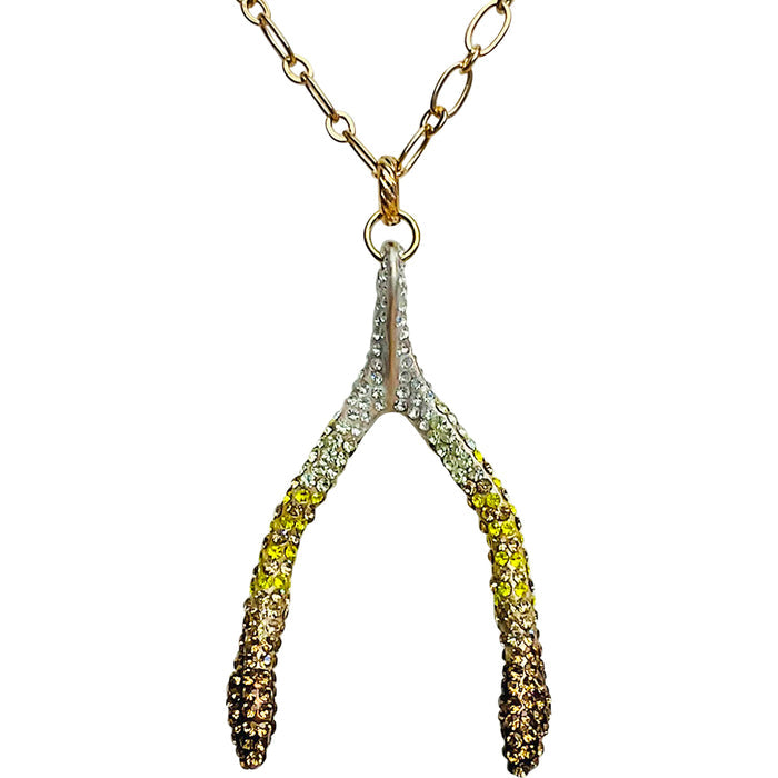 Make A Wish Wishbone Necklace (Goldtone)