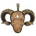 Mcqueen Ram Skull Foldover Pendant (Brass Ox/Copper)