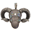 Mcqueen Ram Skull Foldover Pendant (Silver Ox/Stormy Grey)