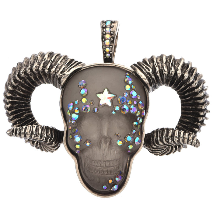 Mcqueen Ram Skull Foldover Pendant (Silver Ox/Stormy Grey)