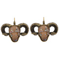 Mcqueen Ram Skull Leverback Earrings (Brass Ox/Bronze)