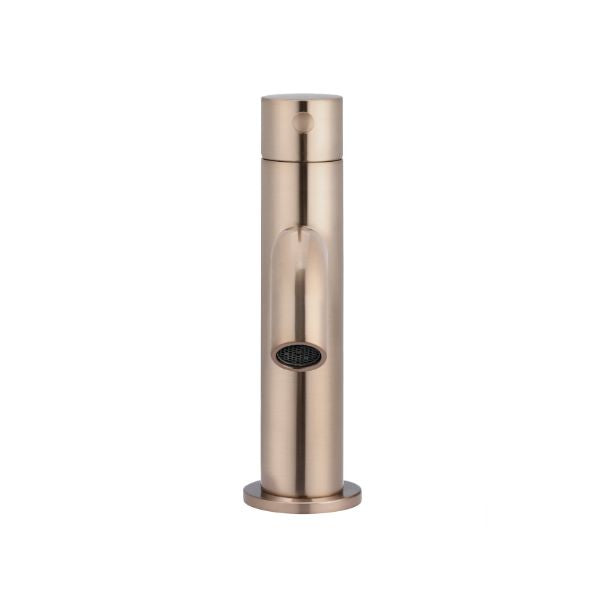 Meir Piccola Basin Mixer - Champagne in front view - The Blue Space