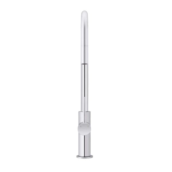 Meir Round Piccola Pull Out Kitchen Mixer - Chrome in front view | The Blue Space
