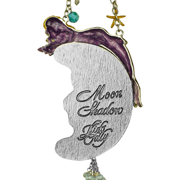 Mermaid Magic Goddess Moon Shadow Ornament (Silvertone/Twilight Purple)