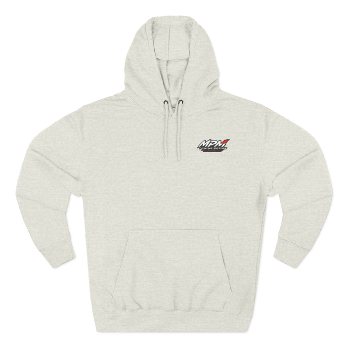 Minimal MPM Logo Hoodie — White Fleece Pullover | MPM Tuning Design