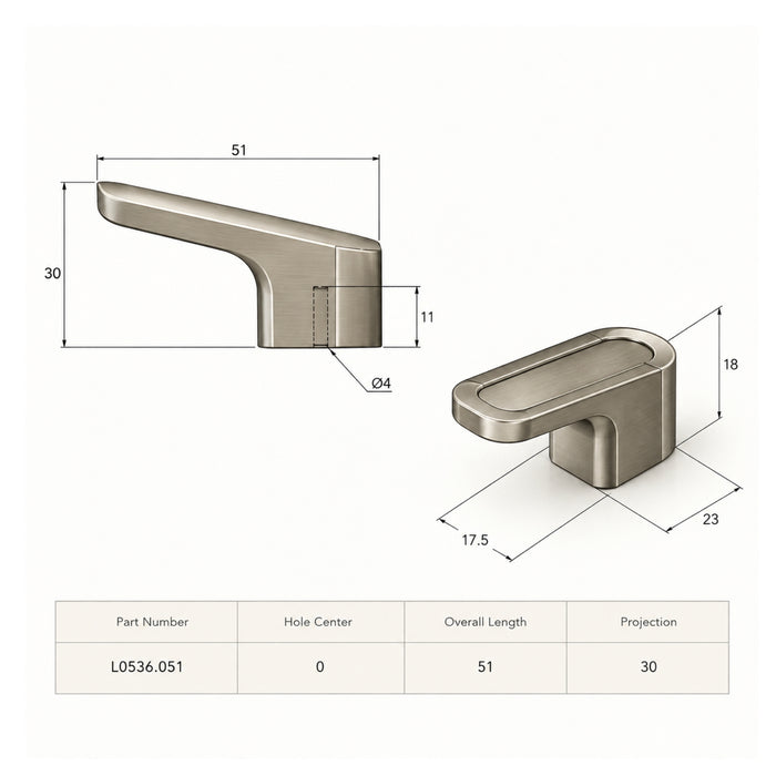 Line Drawing Momo Handles Luv Angled Knob 51mm Matte White L0536.051.MWH - The Blue Space