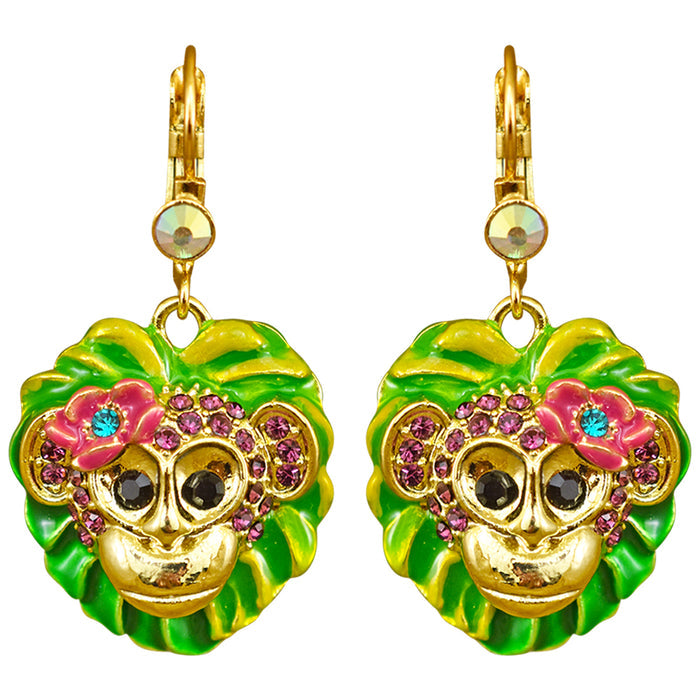 Monkey Mischief Leverback Earrings (Goldtone)