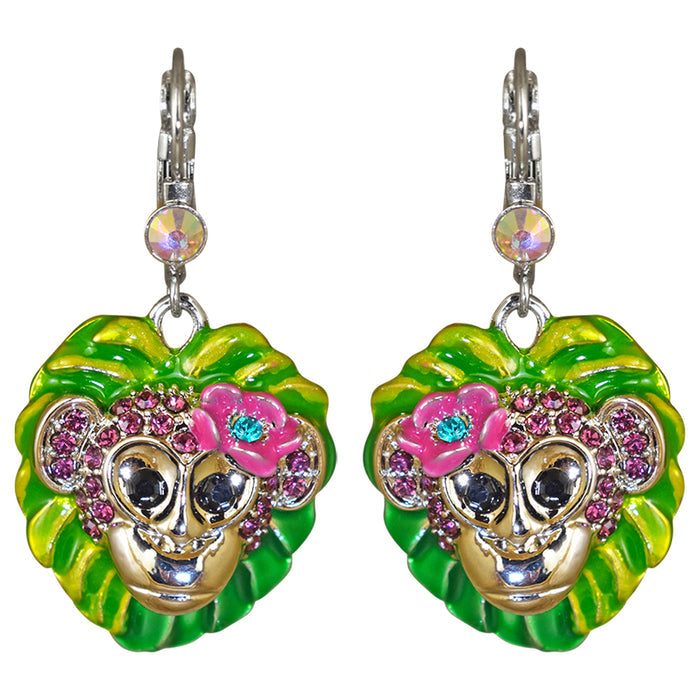 Monkey Mischief Leverback Earrings (Silvertone)