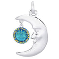 Moon Magic Goddess Seaview Moon Open Ring Charm (Sterling Silvertone/Mystic Blue Sphinx)