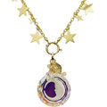 Moon Shadow Crystal Open Ring Charm with Starry Night Sailor Ring Charm Necklace (Goldtone)