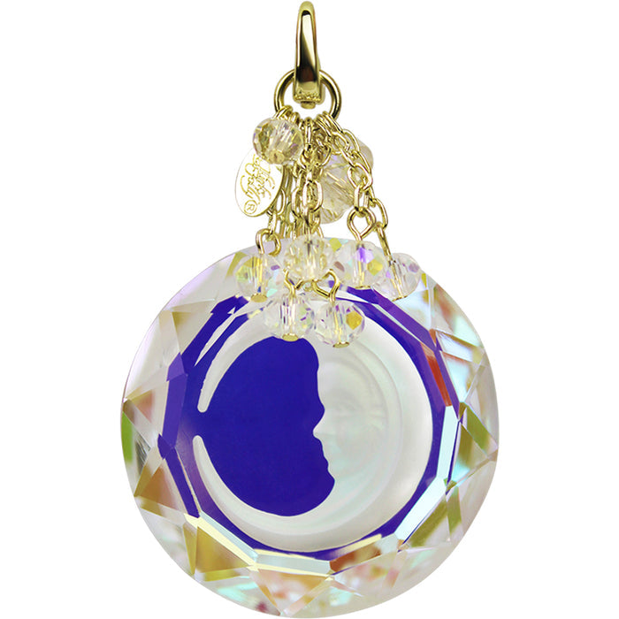 Moon Shadow Crystal Open Ring Charm with Starry Night Sailor Ring Charm Necklace (Goldtone)