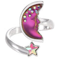Moon Shadow Wishing Star Adjustable Ring (Sterling Silvertone/Mystic Iridis)