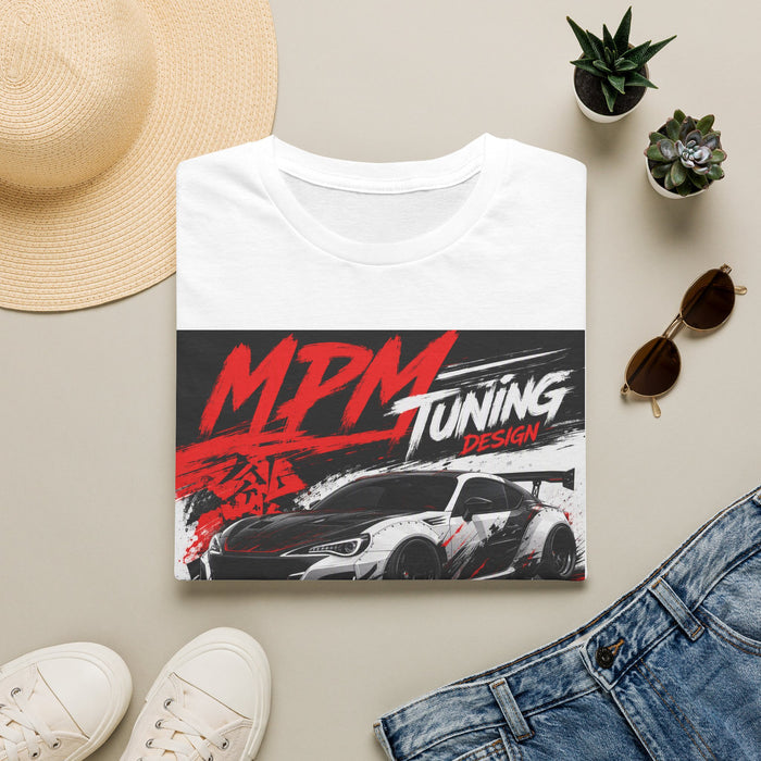 MPM JDM Racing Car Graphic T-Shirt — Red Brushstroke Automotive Tee | MPM Tuning Design