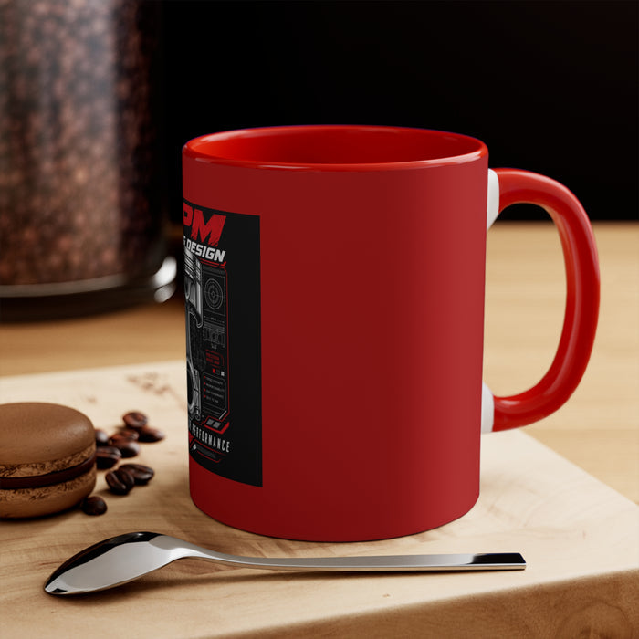 MPM Red Interior Racing Accent Mug — 11oz Automotive Coffee Mug