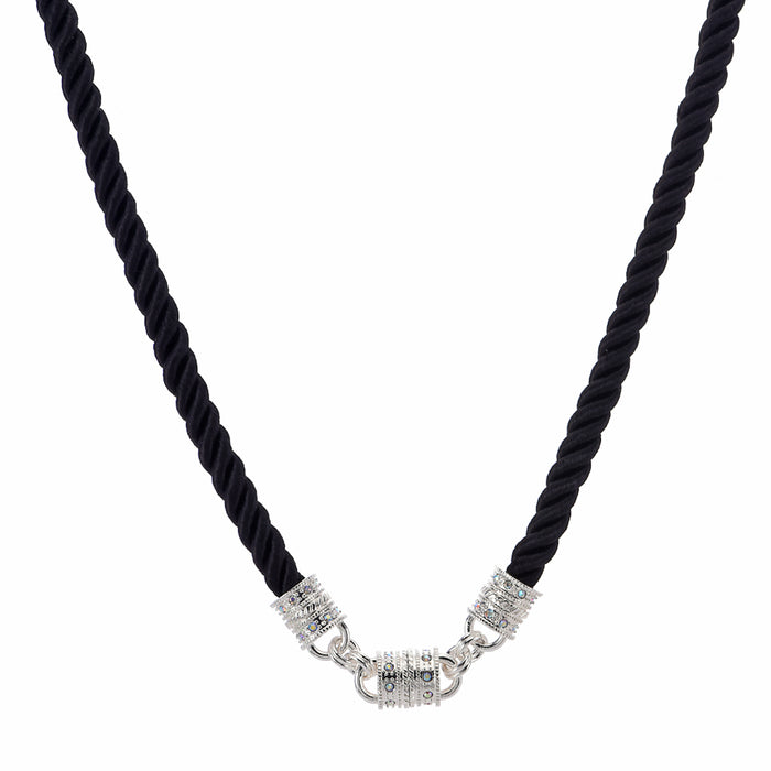 Mystic Cord 30" Magnetic Interchangeable Necklace (Sterling Silvertone/Black)
