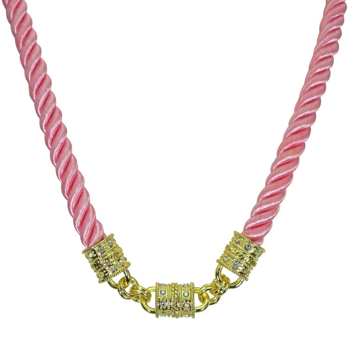 Mystic Cord Magnetic Interchangeable Necklace (Goldtone/Pink)