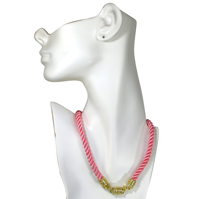 Mystic Cord Magnetic Interchangeable Necklace (Goldtone/Pink)