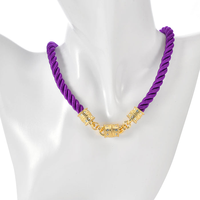 Mystic Cord Magnetic Interchangeable Necklace (Goldtone/Purple)