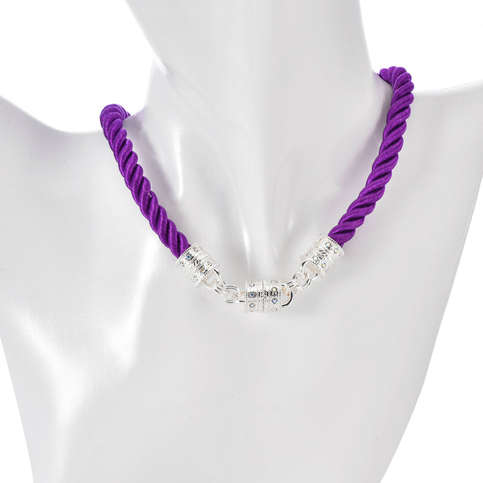 Mystic Cord Magnetic Interchangeable Necklace (Sterling Silvertone/Purple)