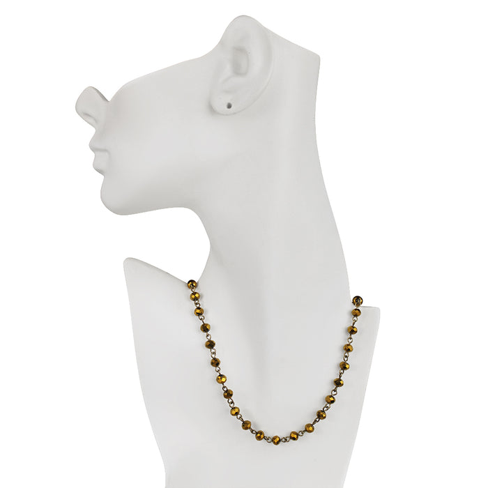 Mystic Crystal 6mm Beaded 17" Necklace (Brass Ox/Golden Bronze)