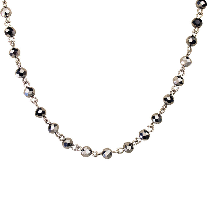 Mystic Crystal 6mm Beaded 17" Necklace (Silver Ox/Light Silver Hematite)