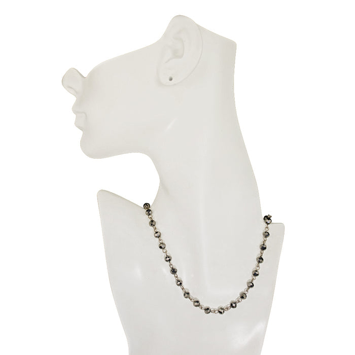 Mystic Crystal 6mm Beaded 17" Necklace (Silver Ox/Light Silver Hematite)