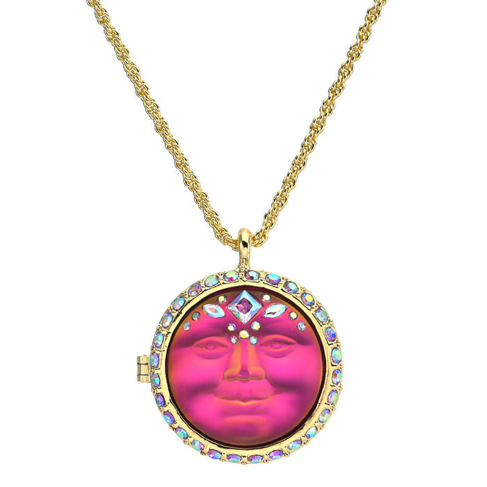Mystic Empress 25mm Seaview Moon Love Never Dies Locket Necklace (Goldtone/Mystic Iridis)
