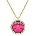 Mystic Empress 25mm Seaview Moon Love Never Dies Locket Necklace (Goldtone/Mystic Iridis)