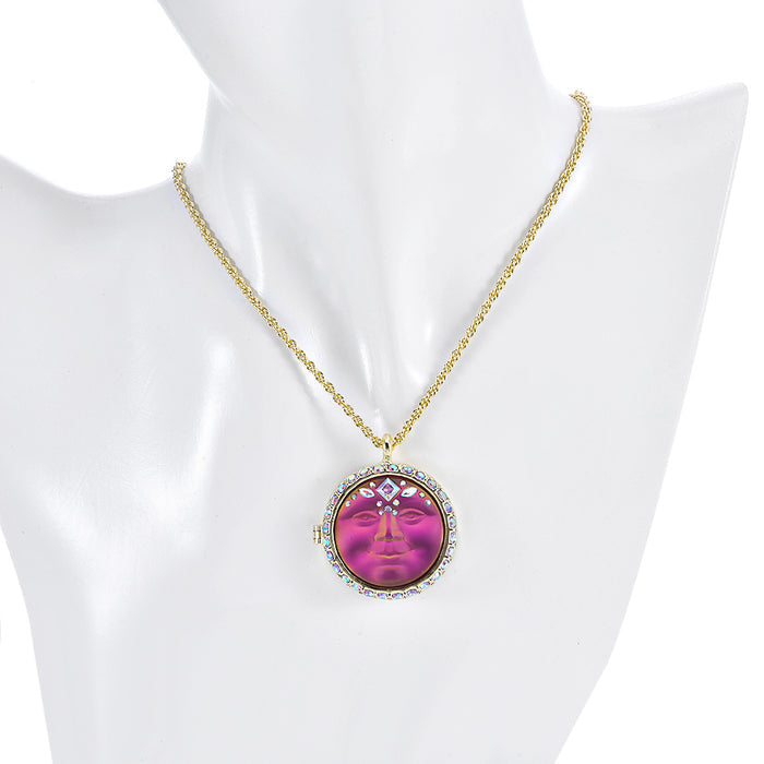 Mystic Empress 25mm Seaview Moon Love Never Dies Locket Necklace (Goldtone/Mystic Iridis)
