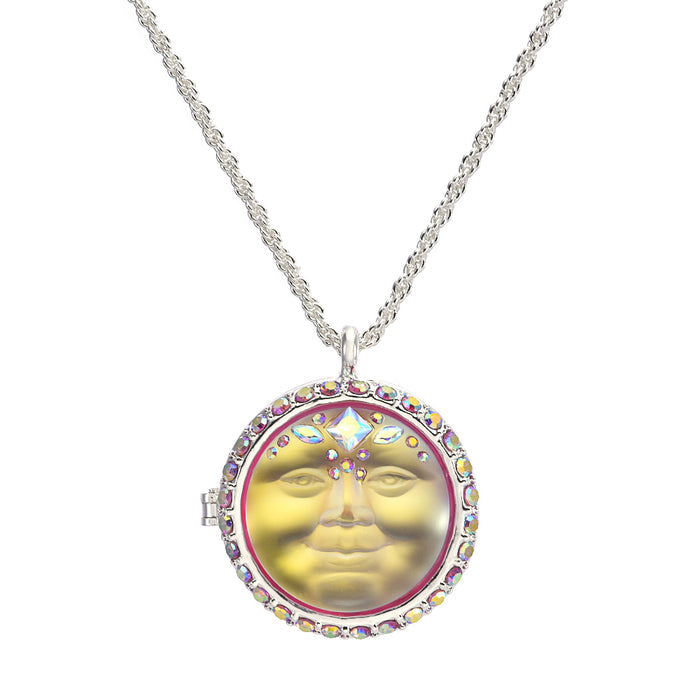 Mystic Empress 25mm Seaview Moon Love Never Dies Locket Necklace (Sterling Silvertone/Mystic Moonlight)