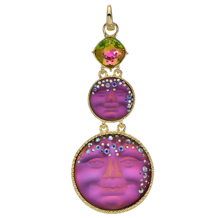 Mystic Goddess Seaview Moon Mother and Child Open Ring Charm (Goldtone/Mystic Iridis)