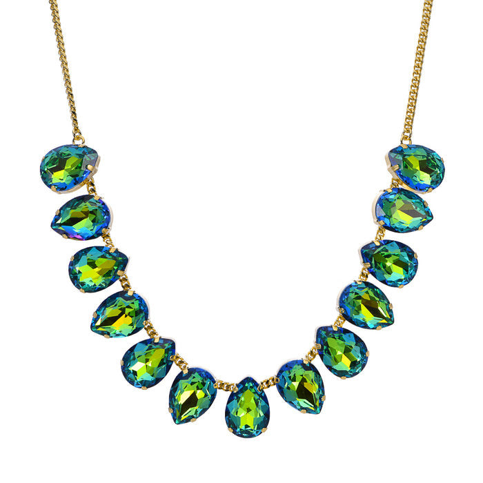 Mystic Green Sphinx Goddess Teardrop Necklace (Goldtone/Green Sphinx)