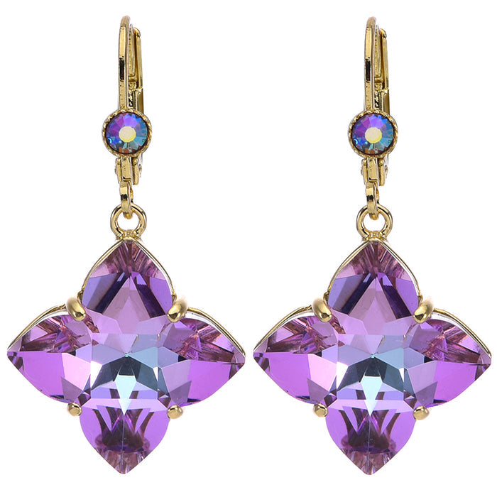 Mystic Lavender Leverback Earrings (Goldtone)
