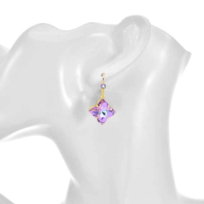 Mystic Lavender Leverback Earrings (Goldtone)