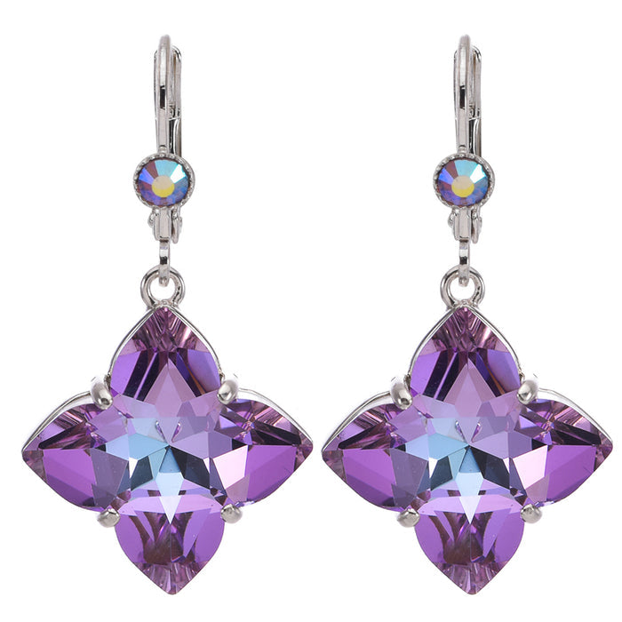 Mystic Lavender Leverback Earrings (Sterling Silvertone)