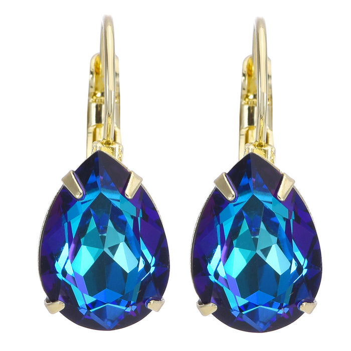 Mystic Petite Teardrop Leverback Earrings (Goldtone/Blue Sphinx)