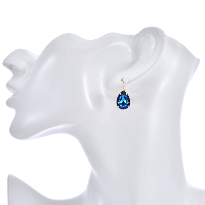Mystic Petite Teardrop Leverback Earrings (Goldtone/Blue Sphinx)