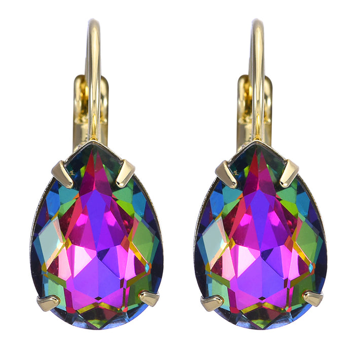 Mystic Petite Teardrop Leverback Earrings (Goldtone/Crystal Volcano)