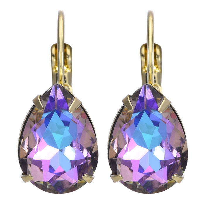 Mystic Petite Teardrop Leverback Earrings (Goldtone/Violet Champagne)