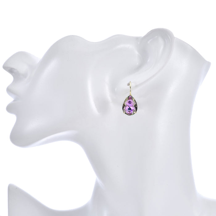 Mystic Petite Teardrop Leverback Earrings (Goldtone/Violet Champagne)