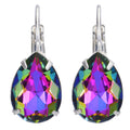 Mystic Petite Teardrop Leverback Earrings (Sterling Silvertone/Crystal Volcano)