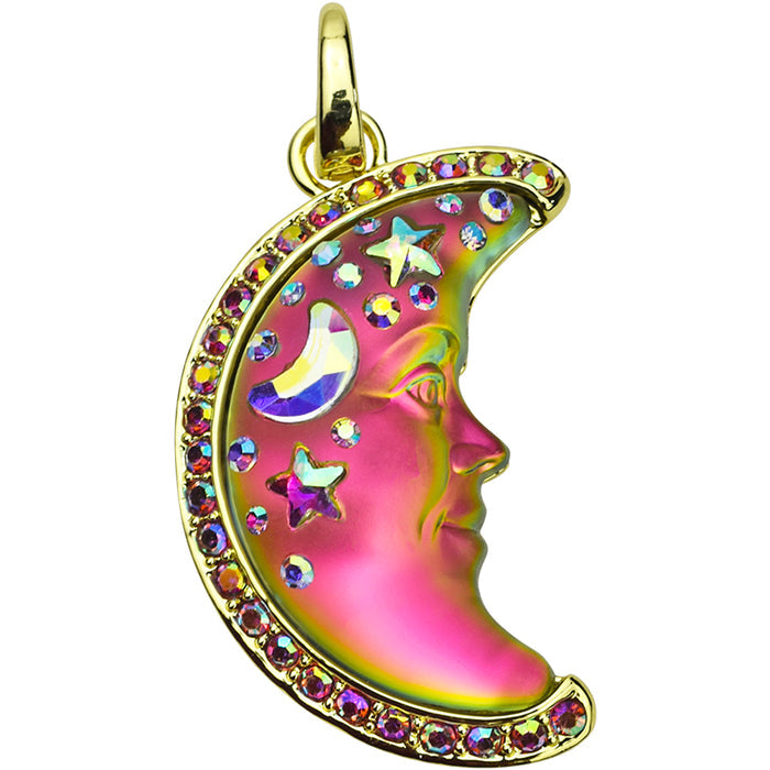 Mystic Venus Seaview Moon Shadow 35mm Open Ring Charm (Goldtone/Mystic Iridis)