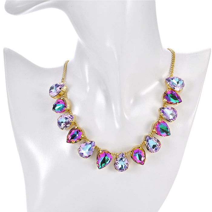 Mystic Violet Goddess Teardrop Necklace (Goldtone/Mystic Violet)
