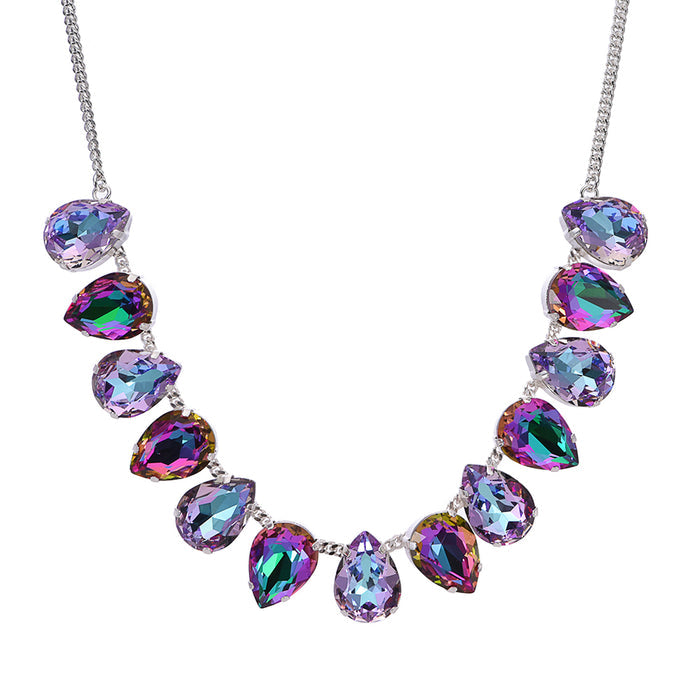 Mystic Violet Goddess Teardrop Necklace (Sterling Silvertone/Mystic Violet)