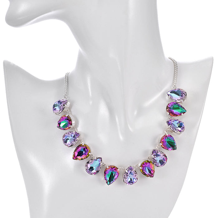 Mystic Violet Goddess Teardrop Necklace (Sterling Silvertone/Mystic Violet)
